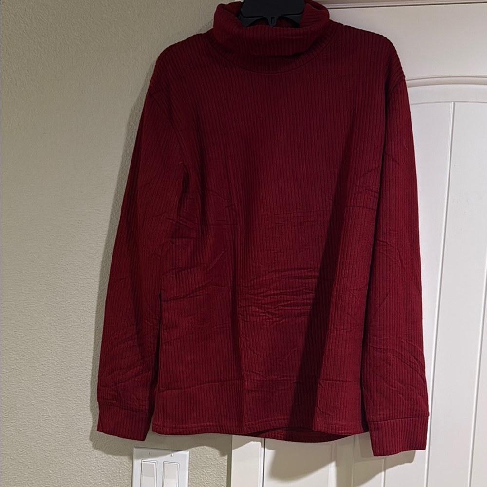 Red Cowl Neck Sweater with Relaxed Fit